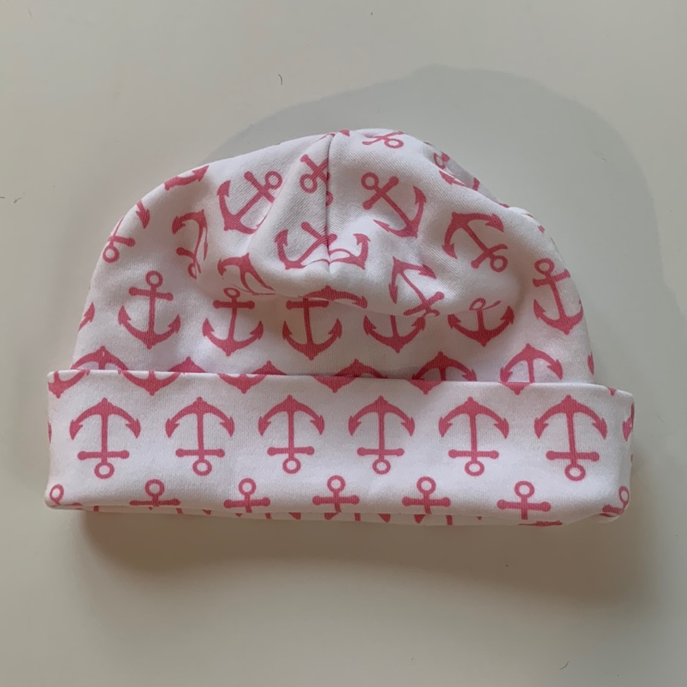 Magnolia Baby pink anchor baby hat (small)